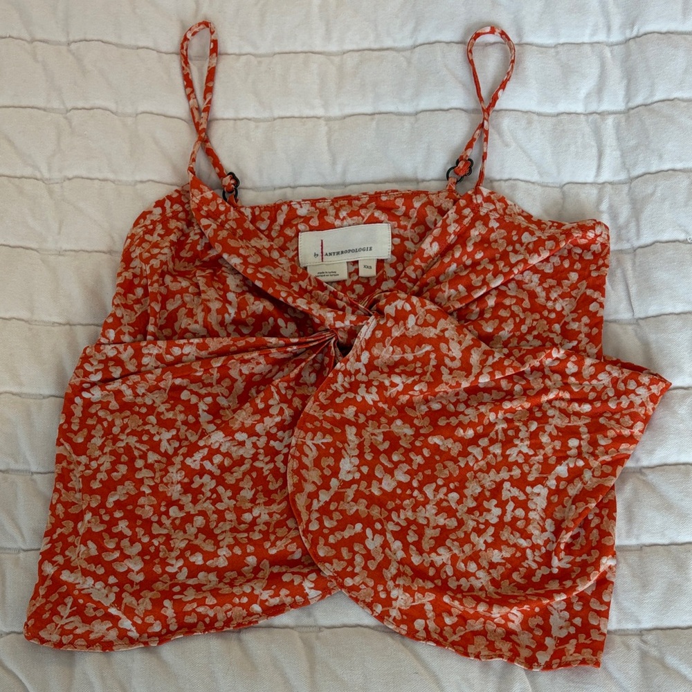 Anthropologie Red and White Patterned Camisole